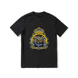 Men's T-Shirts 2023 Hot Sale Summer Real 100% Cotton Artistic Madrid Black T Shirt Men Short Slves Cool T Hip Hop Strtwear T-shirt T240510