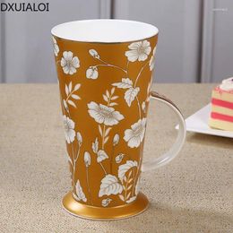 Mugs DXUIALOI European Style Large Capacity Mug Creative Ceramic Couple Cup Gold Bone China Afternoon Tea Home Decoration