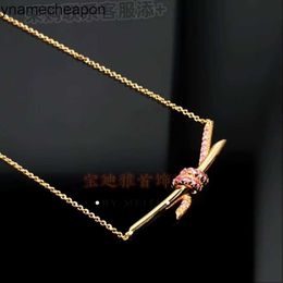 Tiffanncy High End Jewellery necklaces for womens Same Pink Diamond Twisted Necklace New Pink Diamond Twisted Rope Necklace Knot Ring Hundred Styles Original 1:1 logo