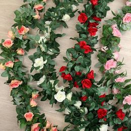 Decorative Flowers 16 Flower Heads / Batches Of Silk Roses Ivy Green Leaves Used For Family Wedding Decoration Fake Diy Hanging Wreath Ar