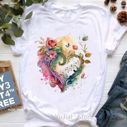 Women's T Shirts Music Love Note Print Shirt Girls Summer Fashion Flowers Tshirt Women Harajuku White Short Sleeve T-Shirt Female Tops