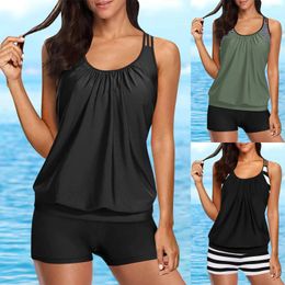 Women's Swimwear Men And Women Matching Swimsuits Two Piece Tankini Bathing Suits T Back Blouson Swim Tops With Boy For Boys 16-18