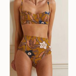 Summer High Waist Vintage Swimsuit Set Printed Split Slimming Bikini Micro Monokini Sexy Surf Wear Beach Dress Backless