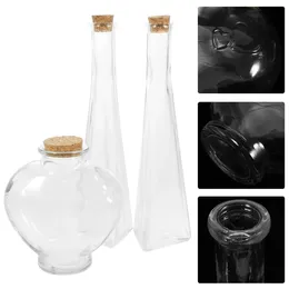 Storage Bottles 3 Pcs Souvenir Sand Decorative Bottle Glass Canister Lid Ocean Craft Transparent Landscape Jar Glow Decorations