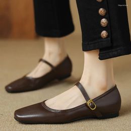 Casual Shoes Elegant Mary Janes For Women Brown Black Women's Flats Comfortable Party Office Working Brand 2024