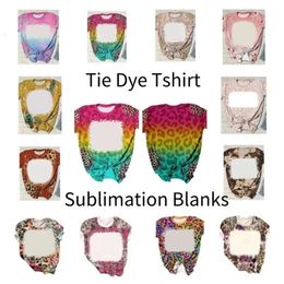 Tshirts Blank Tie Sublimation Tee Dye Tops T-Shirt Thermal Transfer Blanks Short Sleeve Clothes For DIY Custom Printing Fs9550 S s