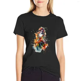 Women's Polos Dark Fantasy Witch Halloween Watercolour Style T-shirt Korean Fashion Hippie Clothes Plus Size Tops For Women