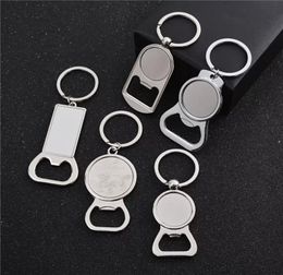 Party Favour Sublimation Blank Beer Bottle Opener Keychain Metal Heat Transfer Corkscrew Key Ring Household Kitchen Tool6617415