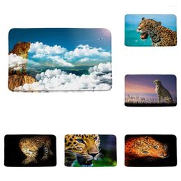 Bath Mats Wild Animal Bathroom Mat Grassland Leopard Cloud Natural Landscape Toilet Doormat Anti-slip Rug Kitchen Doorway Carpet Home