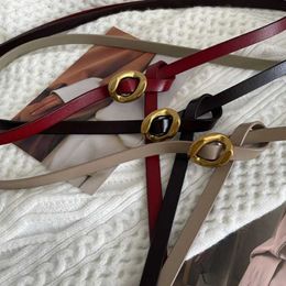 Waist Chain Belts Retro thin waistband womens high-quality leather metal buckle decoration dress sweater waist chain set denim Q240511