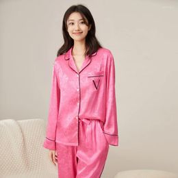 Home Clothing Victorian Pajamas Women's Spring Autumn Moonlight Satin High-end Ice Silk Loose Cardigan Long Sleeved Pants Two-piece