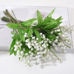 Decorative Flowers 36CM Artificial Plastic Branch May Bells Lilies Of The Valley For DIY Wedding Bouquet Supplies Home Decorations