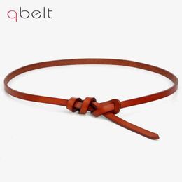 Waist Chain Belts Leather knotted thin leather accessories belt womens popular and fashionable denim dress decorative waist chain Q240511