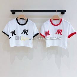 Women Short T Shirt Letters Print T Shirts Short Sleeve Breathable Tees Designer Contrast Color Tee