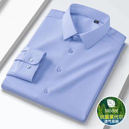 Men's Dress Shirts Quality Anti-Wrinkle Men Shirt Long Sleeves For Slim Fit Camisa Social Business Blouse White Office S-5XL