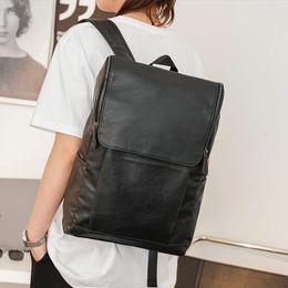 Storage Bags Fashion Backpack Black Outdoor Portable Large Travel Bag Student Leisure British Men's Computer PU Leather