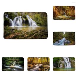 Bath Mats Waterfall Scenery Virgin Forest Jungle Tree Green Plant Landscape Bathroom Decor Rugs Non Slip Carpet Toilet Doormats