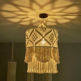 Tapestries Macrame Lamp Shade Bohemian Style Cotton Pendant Protector Tassel Light Cover Home Bedroom Living-Room Office Decorations