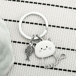 Cute Metal Key Chains Cat Cartoon Logo Promotional Home Keychain for Couple