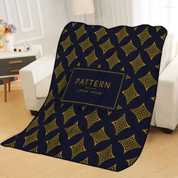 Blankets Black Gold Pattern Printing Soft Blanket Throw On Home/Sofa/Bedding Portable Adult Travel Cover