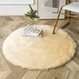 Carpets Fluffy Round For Living Room Bedroom Anti-slip Decor Faux Fur Area Rugs Solid Colour Tie Dye Long Plush Floor