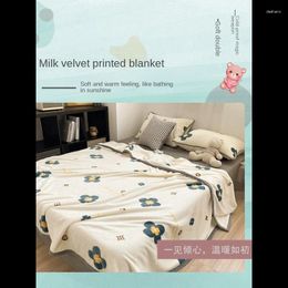 Blankets Milk Wool Blanket For Afternoon Nap Office Shawl Thin Air Conditioning Coral Flannel Sofa Quilt Bed