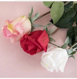 Decorative Flowers Single Branch Artificial Latex Real Touch Rose 6cm Flower Head Christmas Wedding Decoration Maison Home Decor Supplies