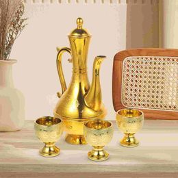 Wine Glasses Turkish Coffee Tea Pot Set Buddhist Offering Cup Chalices Goblets Gold Water Kettle Teapot