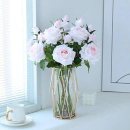 Decorative Flowers Reusable Artificial Flower Realistic Faux Branch Non-withering Rose With Stem Wedding Po Props