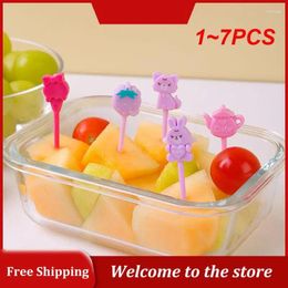 Forks 1-7PCS Dessert Lunch Box Pick Bento Decor Decorations For Cartoon Toothpick Mini Kid Cake Party Supply