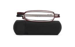 Portable Folding Reading Glasses Pocket Foldable Eyeglasses Women Men Eyewear Red Full Metal Frame Eye Reader Mini Case 10406318516