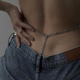 Waist Chain Belts Stonefans Simple Underwear Y2k Womens Free Delivery Rhine Song thong Bikini Sexy Belt Jewelry Crystal Gift Q240511