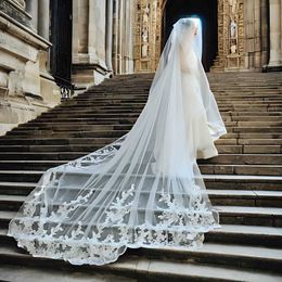 Wedding Hair Jewelry Wide Bridal Veil Tree Vine Lace Patch Wedding Veil Long Cathedral Style Bridal Illusion 1 Tier with Comb Bridal Accessories V94