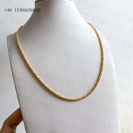 Wholesale Pure Filled Real Solid Gold Men Rope Link Chains For Mens Hip Hop Necklace