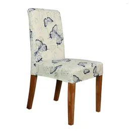 Chair Covers Simple Elegant Dining Cover Removable Washable Stretch Slipcover Milk Silk Printing Protector (Colorful