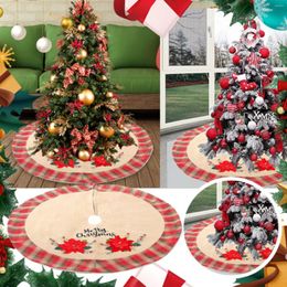 Carpets Christmas Ornaments 105CM Cartoon Linen Tree Skirt Decoration Blanket Warmer Compatible With Machine