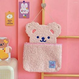 Storage Boxes Plush Bear Wall Hanging Bag Cartoon INS Wind Pocket Personalized Decorative Sundry For Home