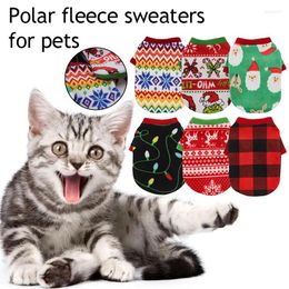 Dog Apparel Winter Christmas Fleece Small Sweater Outdoor Keep Warmer Round Neck Star Pattern Cat Cute Pet Accessories