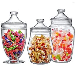 Storage Boxes 3-Piece Acrylic Apothecary Jars Set Plastic Containers Bathroom Vanity Organizers Wedding Candy Buffet Decor Jar With Lid