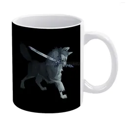 Mugs Great Grey Wolf Sif White Mug 11oz Ceramic Tea Cup Coffee Friends Birthday Gift Dark Souls Video Game Wo