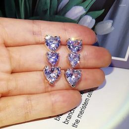 Dangle Earrings Huitan Est Heart For Women Brilliant Crystal Cubic Zirconia Love Wedding Engagement Fashion Jewelry 2024