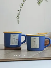 Mugs Vintage High Beauty Couple Large Capacity Ceramic Office Coffee Mug Cute Animal Water Cup