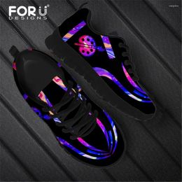 Casual Shoes FORUDESIGNS Gradient Style Job Painter Design Pattern Ladies Flats Air Mesh Lace-up Women Sneakers Comfortable 2024