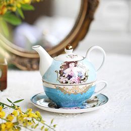 Teaware Sets Ceramics Tea Set Creative Afternoon Teapot Cup Saucer Dish European Retro Printing Porcelain Bowl Kitchen Drinkware