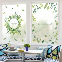 Window Stickers Louyun Green Leaf Stained Static Film Frosted Translucent Privacy Glass Sticker Home Decoration BLT1627