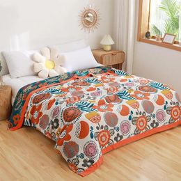 Blankets Bedspread On The Bed Five-layer Cotton Gauze Cartoon Throw Blanket Couple Double Cover Towel Quilts Warm