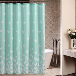 Shower Curtains High-grade European And American Quality Polyester Cloth Curtain Blue Bottom Butterfly Spot Bathroom