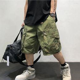 Hunting Jackets Summer American Camouflage Pocket Patchwork Cargo Shorts MensLoose Hip-Hop Green Casual Five-point Pants Male