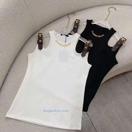 Women Tank Tops Tee Women New Fashion PU Leather Straps Patched Sexy O neck Cutout Casual Designer Top Camis Woman Outfits