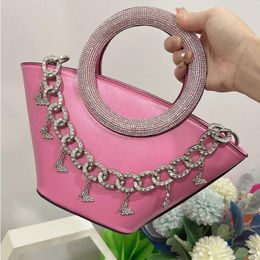 10A Fashion Tote Bag Bring Bag Inlaid Diamond Handle Handheld Bag Round Super Shoulder Water Basket Crossbody Bucket Sparkling Diamond Thec